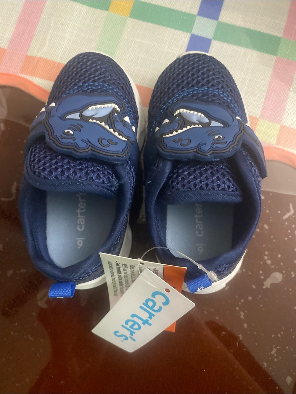 Carter's Light up Navy Blue Shark Velcro Sneakers